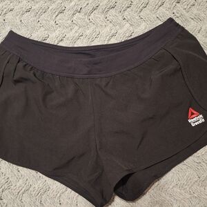 Reebok Women's Black Athletic Shorts with Red Logo
